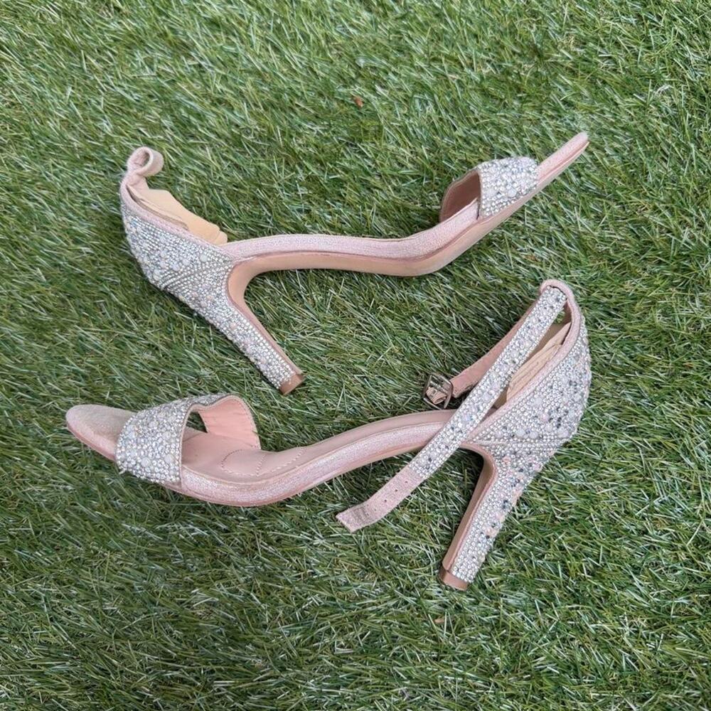 Silver rhinestone heels